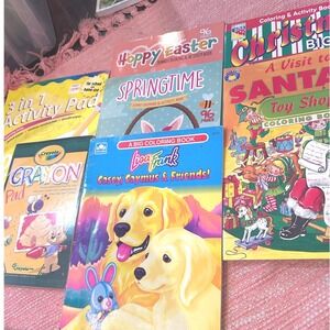 Lot of Kids‎ Coloring Books Easter Spring Christmas Crayola Lisa Frank